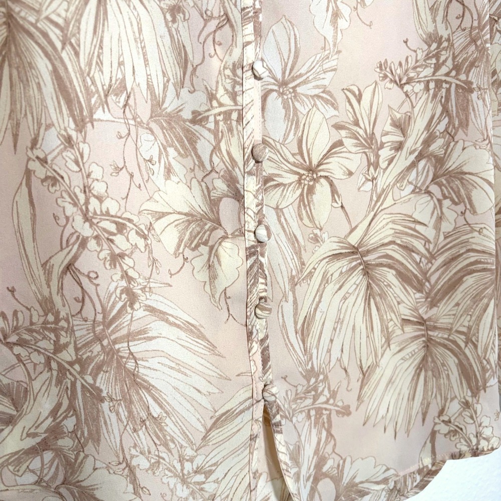 Cynthia Rowley S Botanical Print Button Front Sheer Blouse Womens - Picture 11 of 13